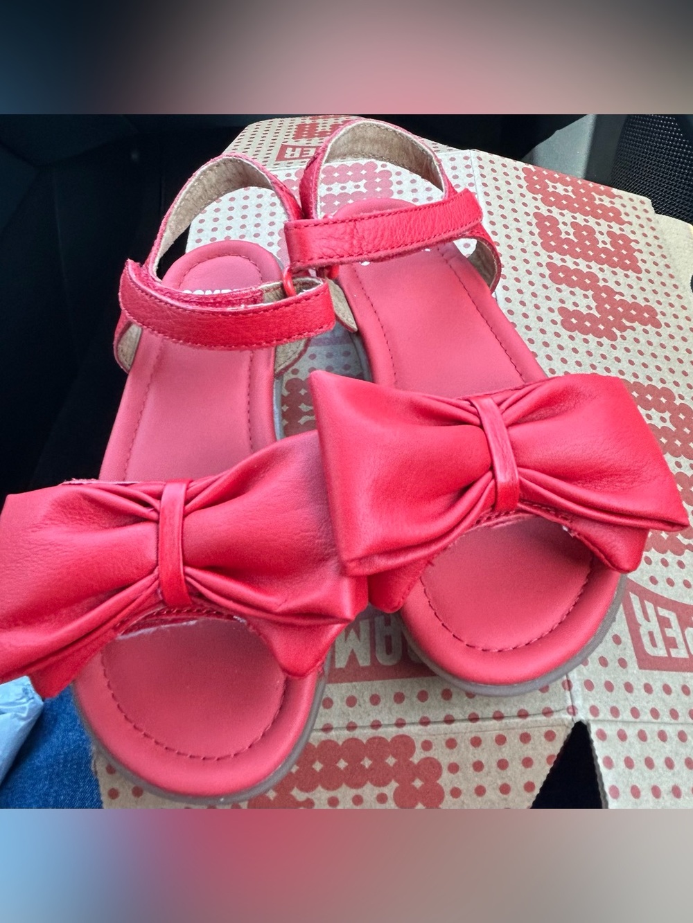 NIB Camper Girls Red Bow Sandals Size 11